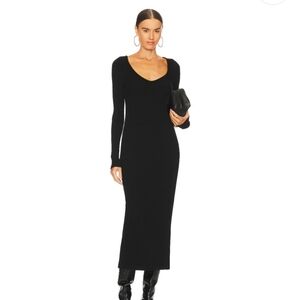 Enza Costa: V-neck Sweater Dress in Black